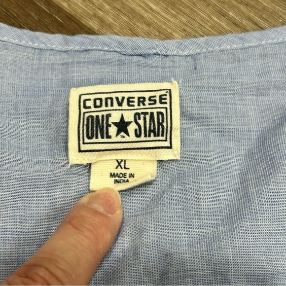 Converse Blue Half Button Ruffle Shirt Dress Women Size XL - Picture 4 of 8
